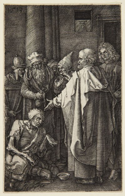 St. Peter und St. Johannes heilen den lahmen Mann (Gravierte Passion-Serie) von Albrecht Dürer