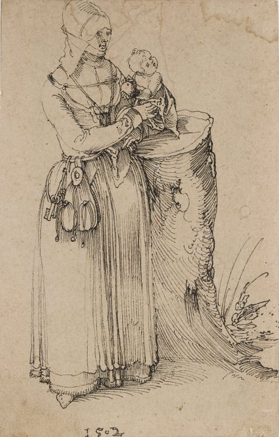 Stehende Figur einer Frau mit einem Kind von Albrecht Dürer