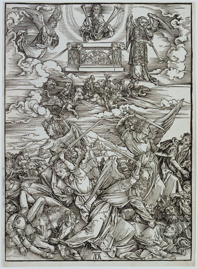 Die vier rächenden Engel des Euphrat, aus der Serie „Die Apokalypse“ von Albrecht Dürer