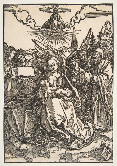 Die Heilige Familie mit fünf Engeln, ca. 1503 von Albrecht Dürer