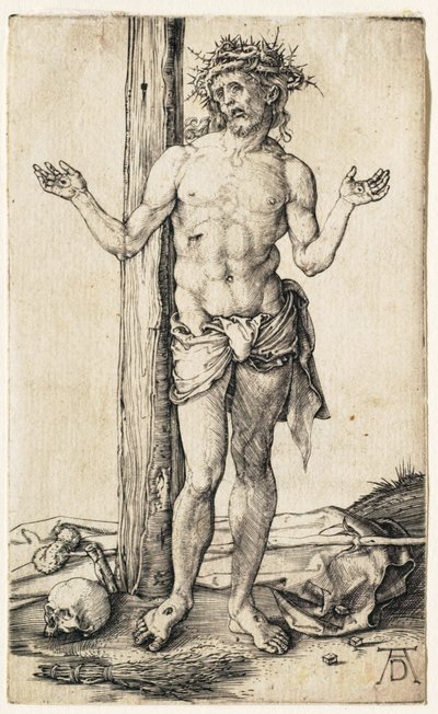Der Mann der Schmerzen mit ausgestreckten Armen von Albrecht Dürer