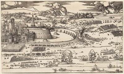 Die Belagerung einer Festung (nur linke Seite, von 2 Blöcken) von Albrecht Dürer