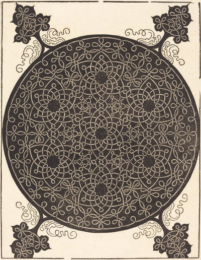 Der sechste Knoten, der sieben kleine Knotensysteme mit schwarzen Zentren kombiniert, wahrscheinlich 1506-1507 von Albrecht Dürer