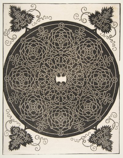 Der dritte Knoten. Verschlungener Rundel mit acht Kränzen und einem gewellten Schild darin..., vor 1521 von Albrecht Dürer
