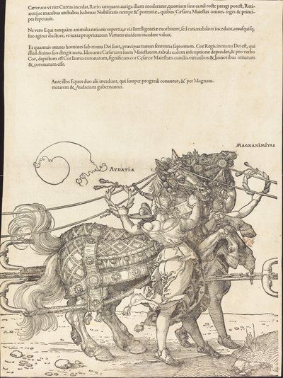 Der Triumphwagen von Maximilian I (Der große Triumphwagen) [Platte 7 von 8] von Albrecht Dürer