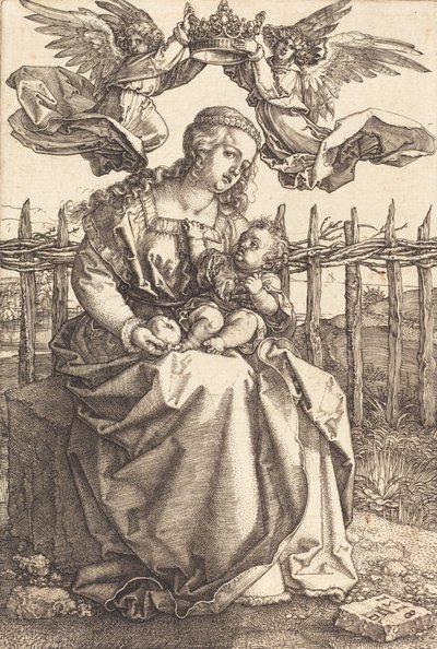 Die Jungfrau und das Kind, gekrönt von zwei Engeln, 1518 von Albrecht Dürer