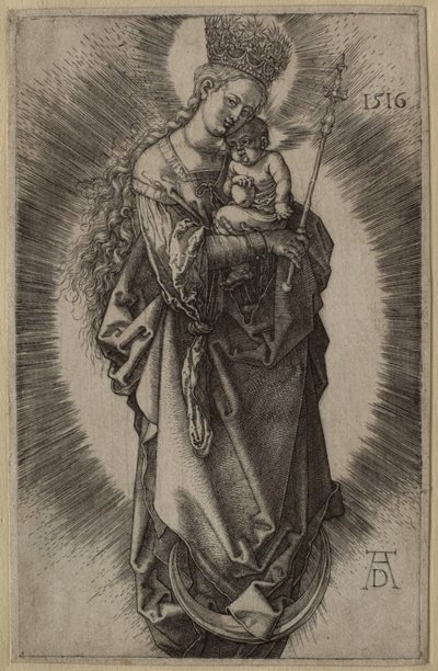 Die Jungfrau auf der Mondsichel mit Zepter und Sternenkrone von Albrecht Dürer