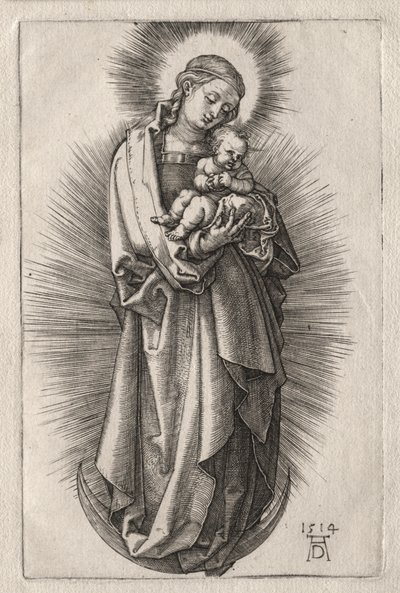 Die Jungfrau mit Haarband auf einer Mondsichel von Albrecht Dürer