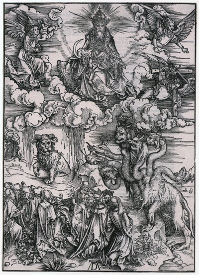 Tier mit den Lammhörnern, XI. Figur, Blatt 13 der Folge "Die Apokalypse" von Albrecht Dürer