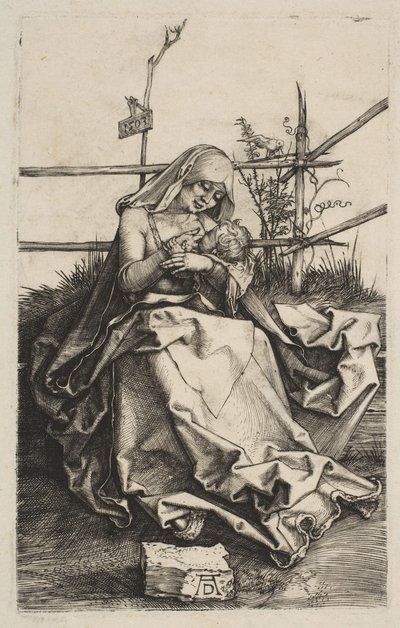 Jungfrau und Kind auf einer grasbewachsenen Bank, 1503 von Albrecht Dürer