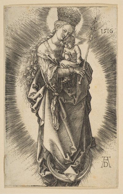Jungfrau auf der Mondsichel mit Zepter und Sternenkrone von Albrecht Dürer