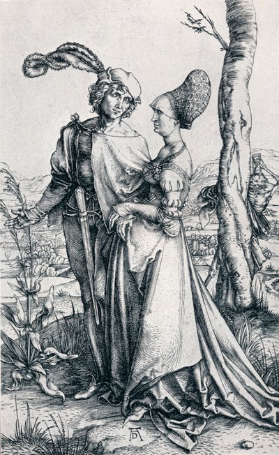 Junges Paar von Tod bedroht oder Der Spaziergang, 1495 von Albrecht Dürer