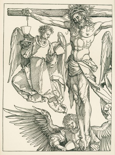 Christus am Kreuz mit drei Engeln, um 1513 von Albrecht Dürer or Duerer