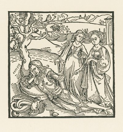 Der Ritter in Meditation wird von seinen zwei Töchtern begleitet von Albrecht Dürer or Duerer