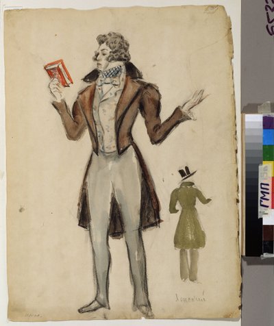 Redingote und Fliege. Kostümprojekt für die Oper "Eugen Onegin" von Aleksandr Aleksandrovich Osmerkin
