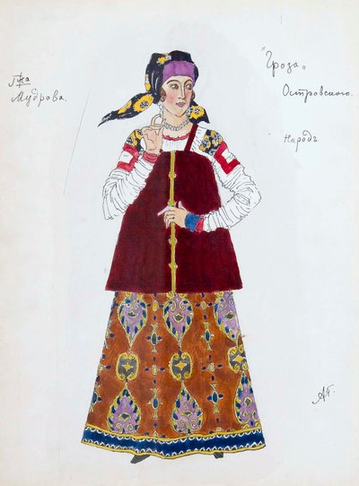 Kostümentwurf für das Stück Der Sturm von Alexander Ostrowski, 1916 von Aleksandr Jakovlevic Golovin