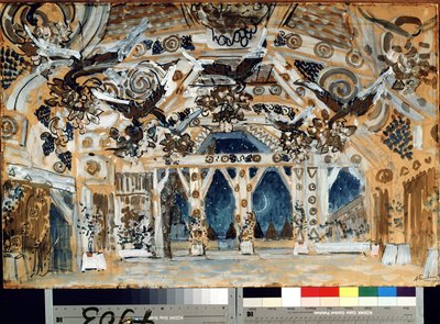 Bühnenbild für das Theaterstück Die Frau vom Meer von Aleksandr Jakovlevic Golovin