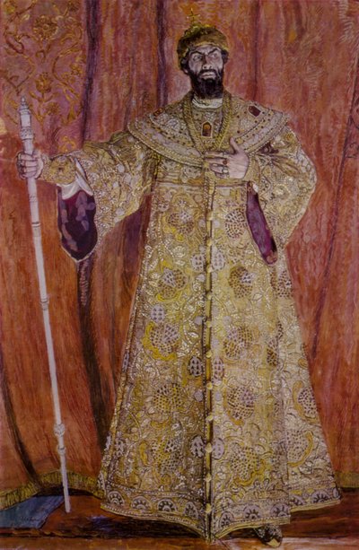 Russischer Opernsänger Feodor Chaliapin in der Titelrolle in Modest Mussorgskys Oper Boris Godunov von Aleksandr Jakovlevic Golovin