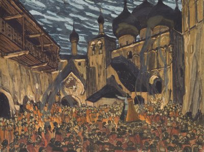 Bühnenbild für die Oper Die Jungfrau von Pskow von N. Rimski-Korsakow von Aleksandr Jakovlevic Golovin