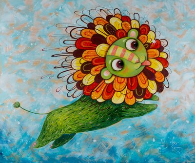 Verspielter grüner Löwe von Aleksandra Paranchenko