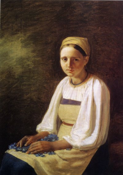 Ein Bauernmädchen mit Kornblumen, 1820er von Aleksei Gavrilovich Venetsianov