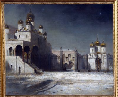 Der Kathedralenplatz im Moskauer Kreml bei Nacht von Alexei Kondratjewitsch Sawrassow