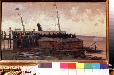 Ansicht eines Dampfers am Kai in einem Hafen von Aleksei Petrovich Bogolyubov