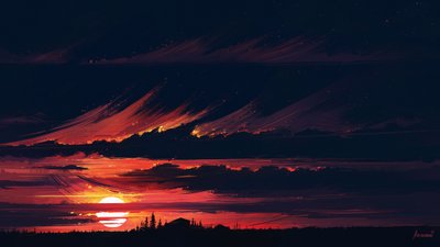 Dramatischer Sonnenuntergang Horizont von Alena Aenami