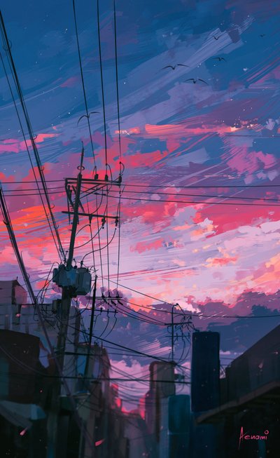 Lebendige Stadt Sonnenuntergang von Alena Aenami