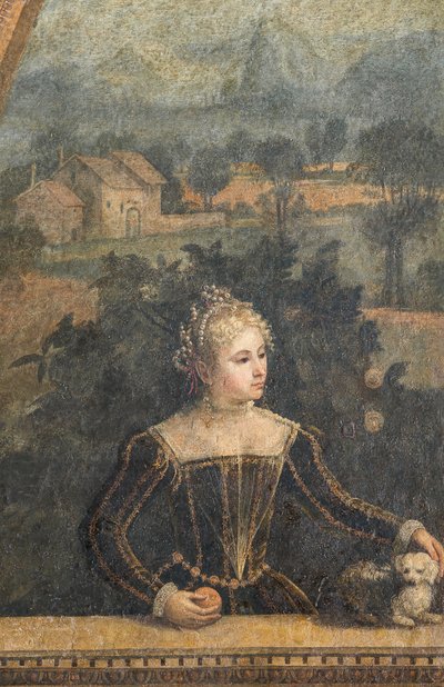 Porträt einer Adligen (Detail) von Alessandro Bonvicino Moretto