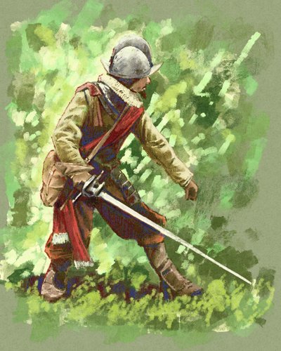 Ein spanischer Konquistadorsoldat aus dem 17. Jahrhundert im südamerikanischen Dschungel von Alessandro Lonati