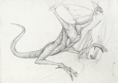 Fantastische Kreatur: Ein Drache Bleistiftskizze von Alessandro Lonati von Alessandro Lonati