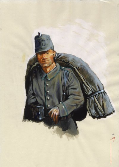 Erster Weltkrieg 1914-1918: österreichischer Jäger mit Bergausrüstung an der Alpenfront in Italien von Alessandro Lonati