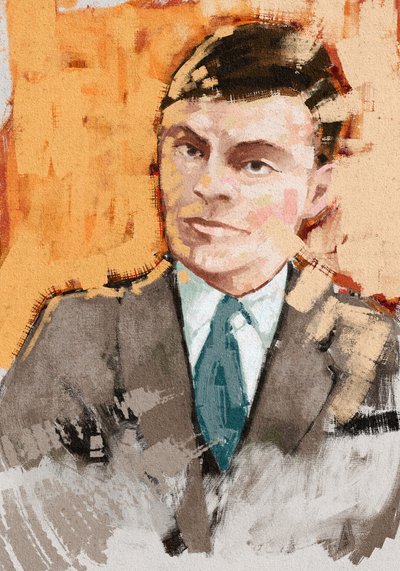 Porträt des Mathematikers Alan Turing, 2023 (Illustration) von Alessandro Lonati
