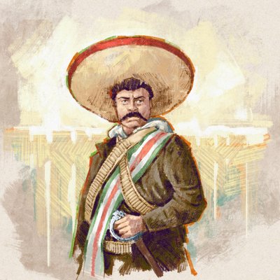 Porträt des mexikanischen Revolutionärs Pancho Villa, 2023 (Illustration) von Alessandro Lonati