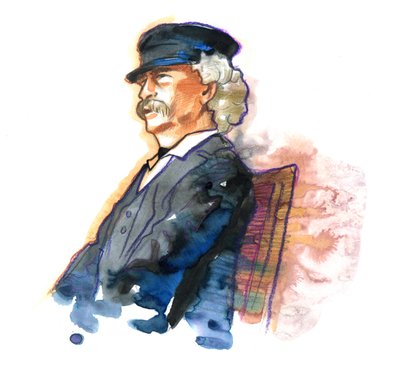 Porträt des amerikanischen Schriftstellers Mark Twain (1835-1910) von Alessandro Lonati