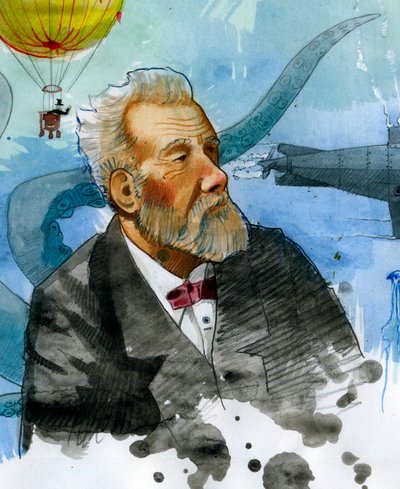 Porträt des französischen Schriftstellers Jules Verne (1828-1905). von Alessandro Lonati