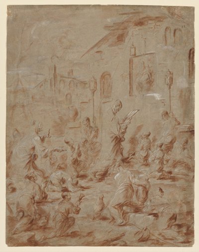 Anbeter an einem Straßenschrein, 1730-40 von Alessandro Magnasco