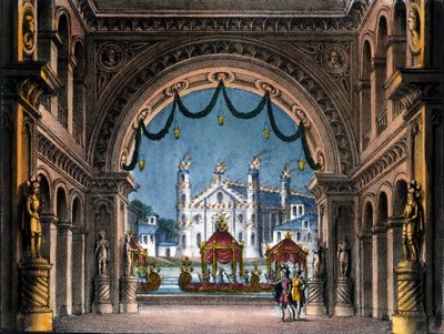 Bühnenbild von Sanquirico für die Oper „La straniera“ von Vincenzo Bellini von Alessandro Sanquirico