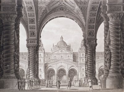 Bühnenbild für die Opera seria I due Valdomiri von Peter Winter. Teatro alla Scala, 1818 von Alessandro Sanquirico