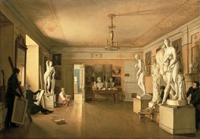 Atelier des Künstlers Alexey Venetsianov, 1827 von Alexander Alexeyevich Alexeyev