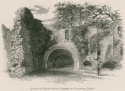 Kirkstall Abbey, Ruinen an der südwestlichen Ecke des Kreuzganghofs von Alexander Francis Lydon