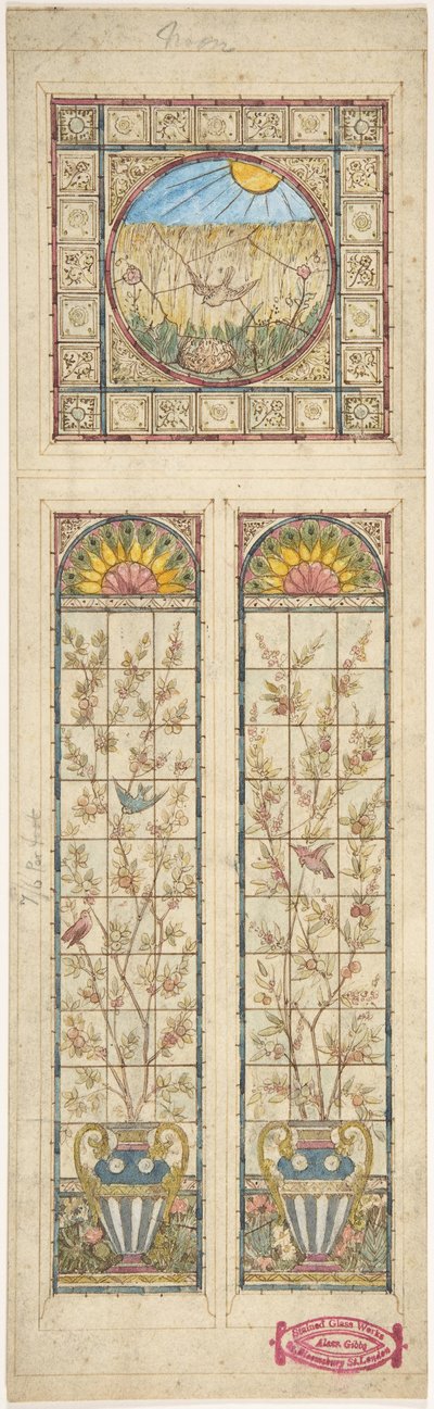 Entwurf für ein Buntglasfenster, 1866-92 von Alexander Gibbs