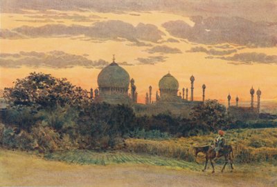 Sonnenuntergang hinter dem Ibrahim Roza, Bijapur, um 1880 1905 von Alexander Henry Hallam Murray