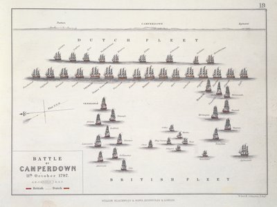 Plan der Schlacht von Camperdown, 11. Oktober 1797, ca. 1830er Jahre von Alexander Keith Johnston