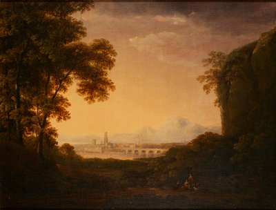 Figuren in einer bewaldeten italienischen Landschaft von Alexander Nasmyth