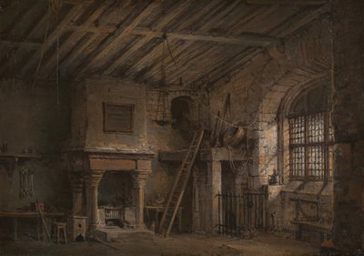 Bühnenbild für Heart of Midlothian, The Tolbooth, ca. 1819 von Alexander Nasmyth