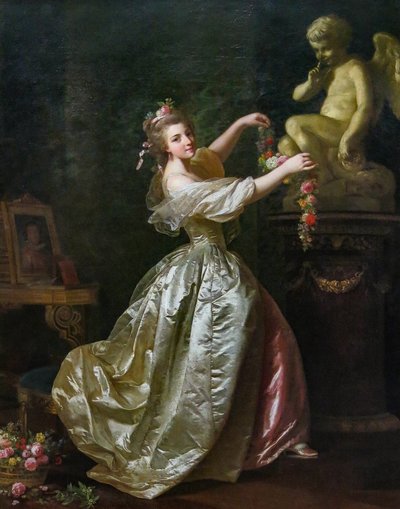 Junge Frau dekoriert die Statue der Liebe von Alexander Roslin