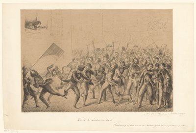 Feiernde Studenten begrüßen ihr Idol Franz Liszt (Serientitel) von Alexander Ver Huell (signed by artist)