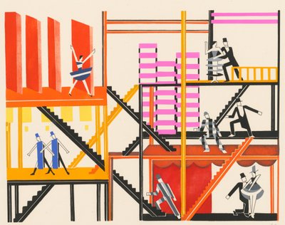 Bühnenbild aus dem Portfolio Décors de Théâtre, 1930 von Alexandra Alexandrowna Exter